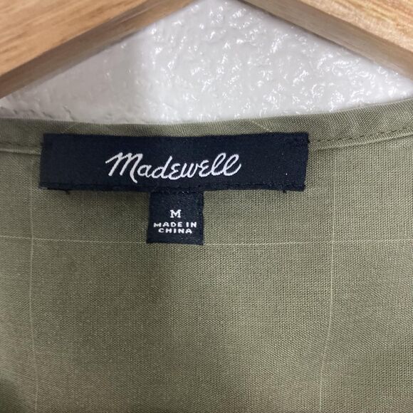 Madewell Jumpsuit Womens Medium Short Sleeves Green Tie Waist Wide Leg Lyocell - Picture 15 of 16